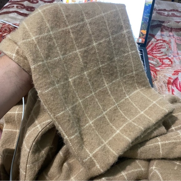 Ralph Lauren Purple Label Plaid Tan Camel Color Cashmere Duster Robe 8 Sweater - Picture 13 of 14